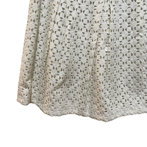 Tory Burch Haylie Eyelet Lace Cotton Midi Skirt Cream Size 6 - Picture 3 of 8